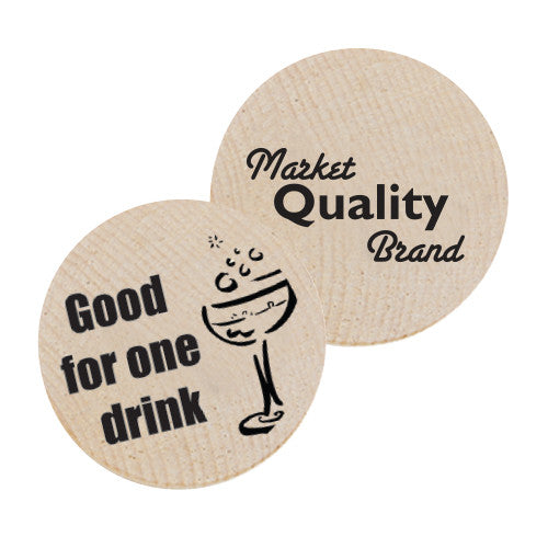 Good for 1 Drink Wooden Nickels  Imprinted with Logo (Q178411)