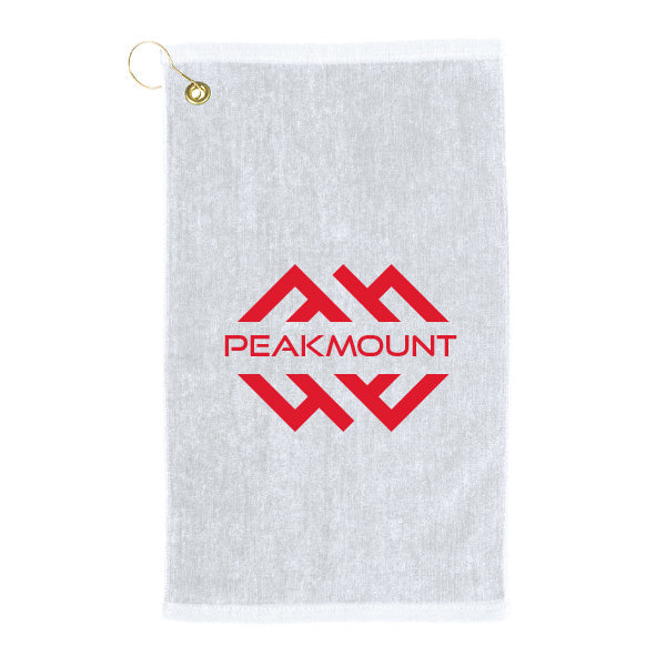 Mid-Weight Velour Golf Towel - White  Imprinted with Logo (Q181322)