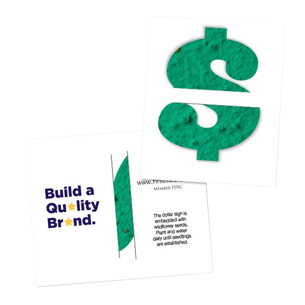 Plantable Seed Paper Mini Gift Card - Dollar Sign  Imprinted with Logo (Q185611)