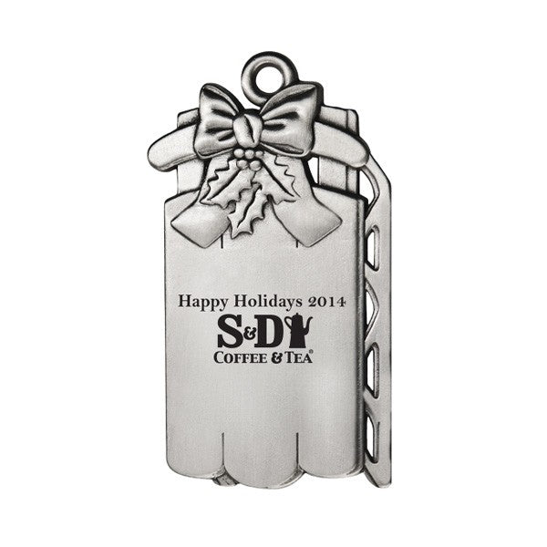 Pewter Finish Sled Ornament  Imprinted with Logo (Q190211)
