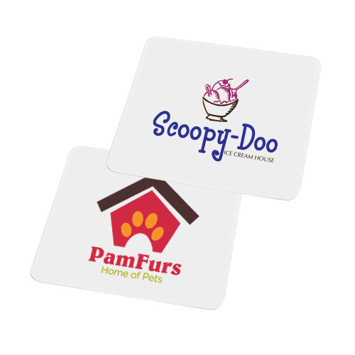 Square White Paperboard Coasters  Imprinted with Logo (Q200411)