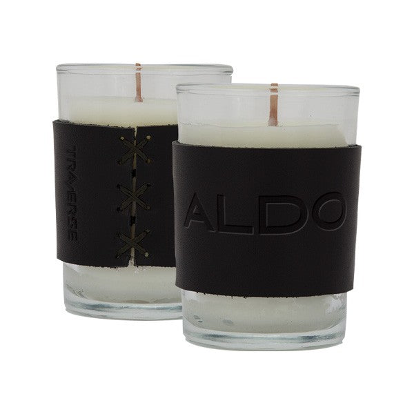 Harper Leather Wrapped Candles  Imprinted with Logo (Q210011)