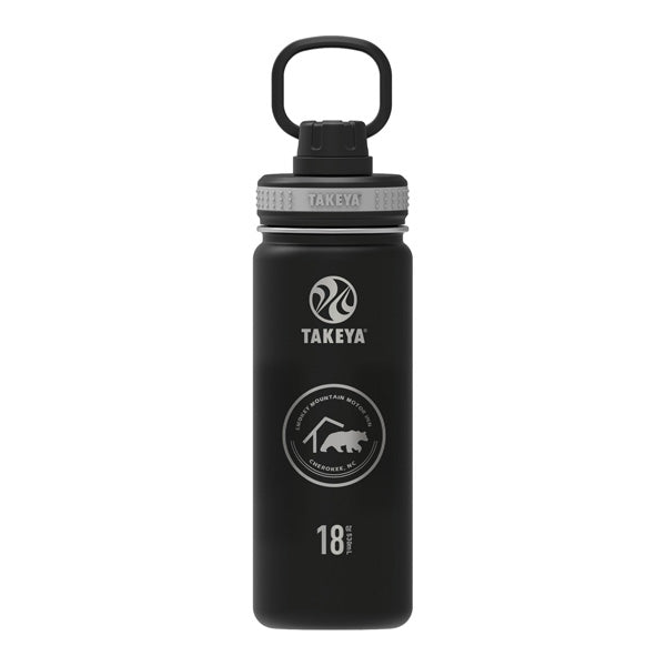 18 Oz. Takeya Water Bottle - Black  Imprinted with Logo (Q211622)
