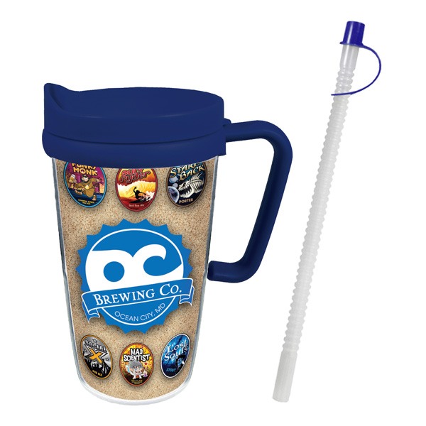 16 Oz. Thermal Travel Mug - White Paper Insert  Imprinted with Logo (Q221522)