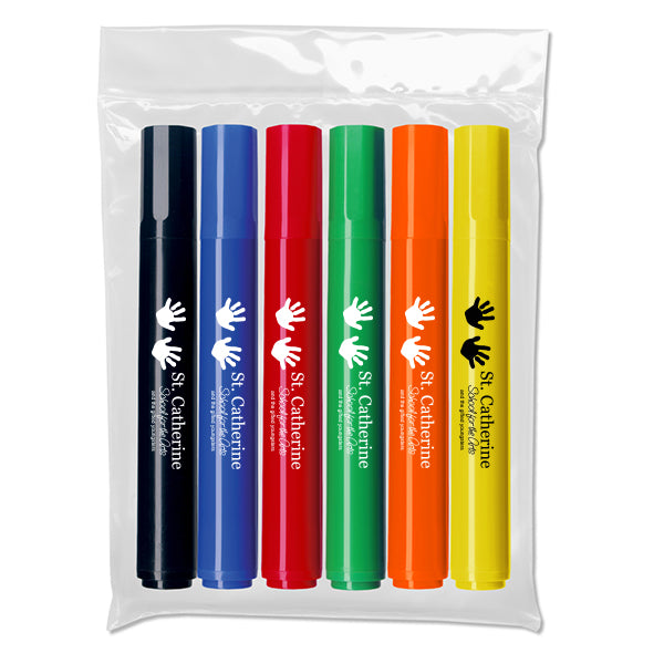 Chisel Tip Permanent Markers - 6 ct  Imprinted with Logo (Q226511)