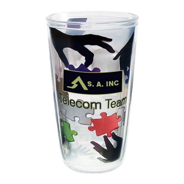 16 Oz. Thermal Tumbler - Clear Film Insert  Imprinted with Logo (Q231522)