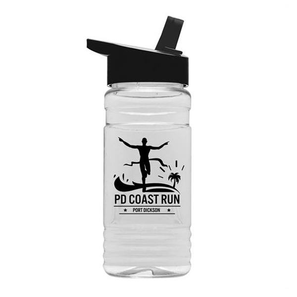 20 Oz. Clear Sports Bottle - Flip Straw Lid  Imprinted with Logo (Q232722)