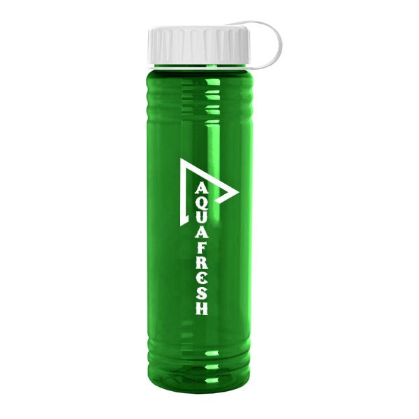 24 Oz. Slim Fit Water Bottle - Tethered Lid  Imprinted with Logo (Q233722)