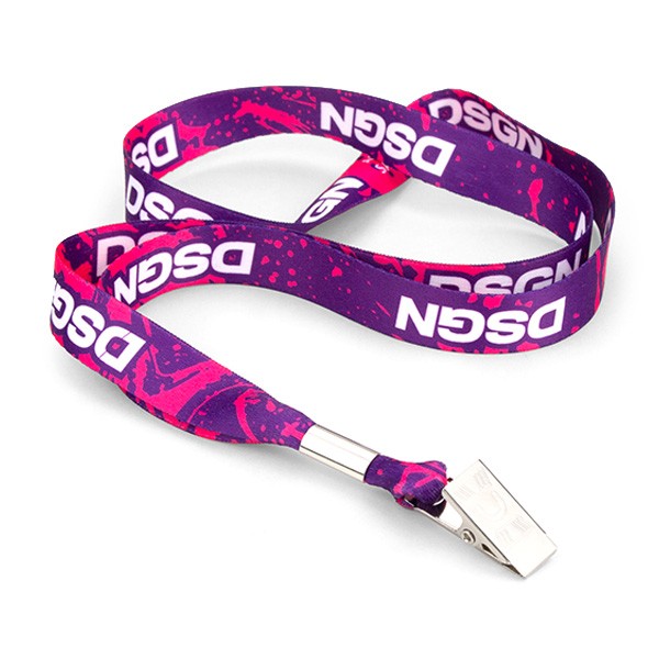 .38 Inch Satin Finish Full Color Lanyard  Imprinted with Logo (Q238722)