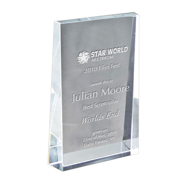 3D Crystal Wedge Small Awards  Imprinted with Logo (Q248811)