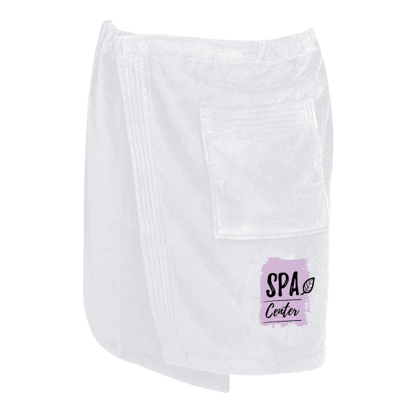 Men’s Premium Terry Velour White Spa Wrap  Imprinted with Logo (Q254211)