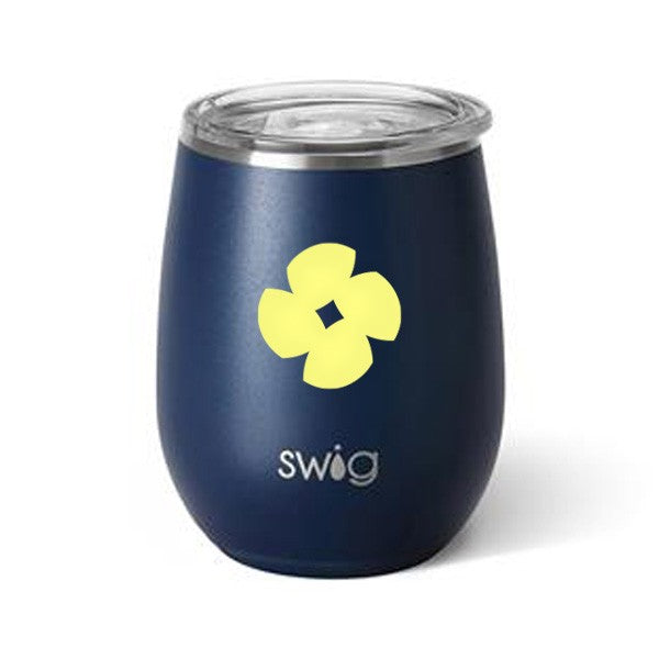 14 Oz. Swig Matte Stemless Wine Cup - Matte Navy  Imprinted with Logo (Q260522)