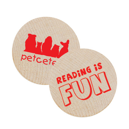 Reading is Fun Wooden Nickels  Imprinted with Logo (Q288411)