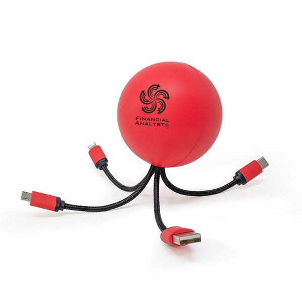 SqueezieCords Smiley Charging Cables Red  Imprinted with Logo (Q289911)