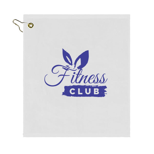Premium Mid-Weight Velour Golf Towel - Printed White  Imprinted with Logo (Q191322)
