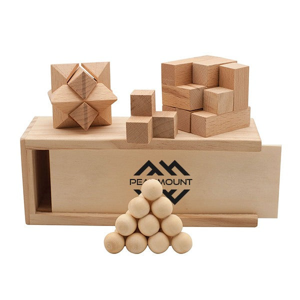 3-in-1 Wooden Puzzle Boxed Set  Imprinted with Logo (Q296622)