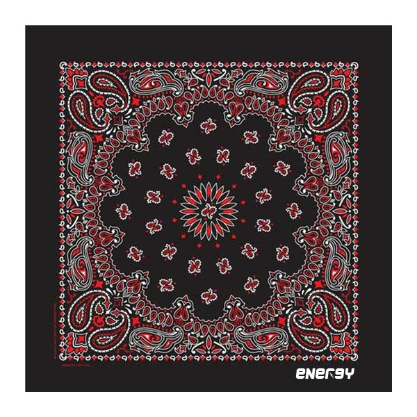 22 In Traditional USA Paisleys Bandana - Black-Red  Imprinted with Logo (Q306522)