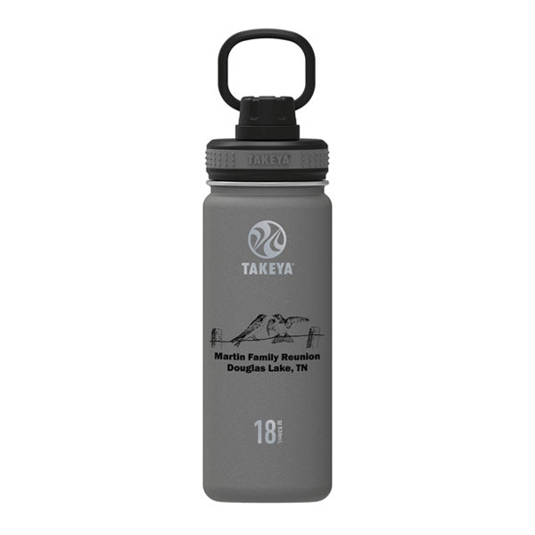 18 Oz. Takeya Water Bottle - Graphite  Imprinted with Logo (Q311622)