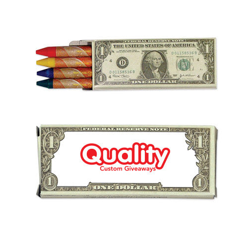 4 Pack Money Wax Crayons  Imprinted with Logo (Q318411)