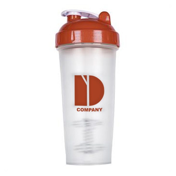28 Oz. Classic Shaker Bottle - Clear/Red Lid  Imprinted with Logo (Q319522)