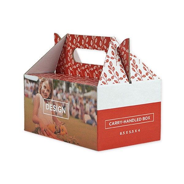 Carry Handled Boxes 8.5 x 5.5 x 4  Imprinted with Logo (Q320011)