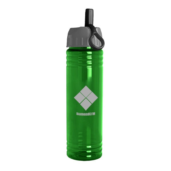 24 Oz. Slim Fit Water Bottle - Ring Straw Lid  Imprinted with Logo (Q323722)