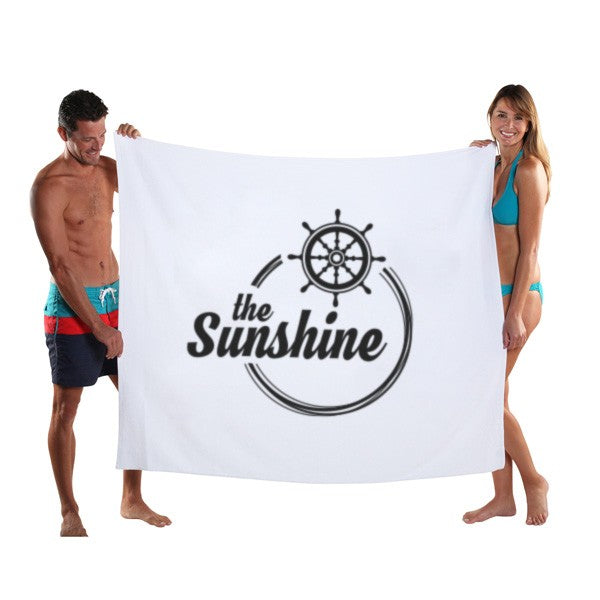 50 x 60 18.5 Lbs. Velour Dobby Hem Beach Blanket  Imprinted with Logo (Q326211)