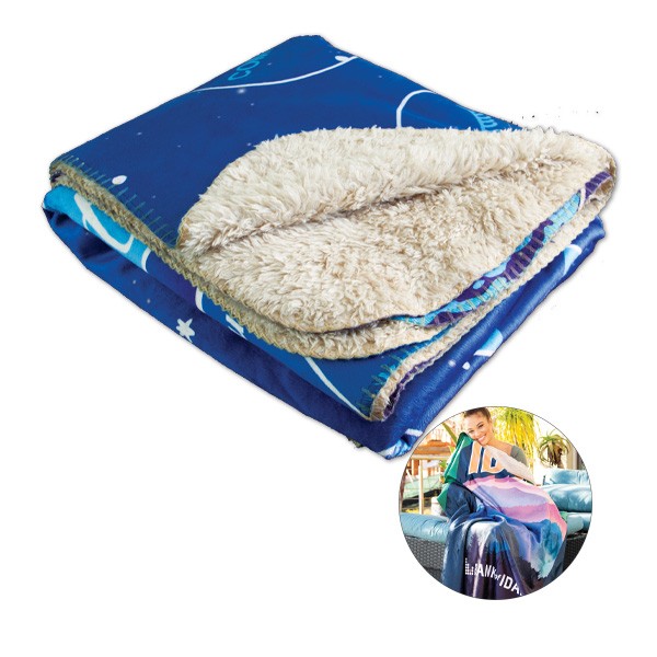 Extra Large Sherpa Lined Micro Mink Throw Blanket (Q331011)