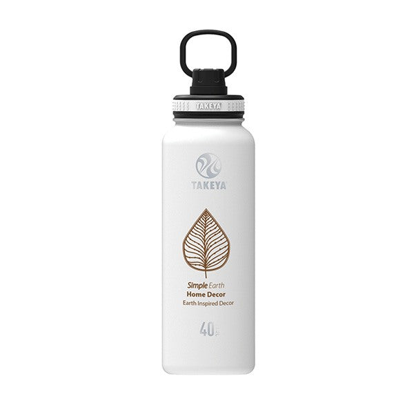 40 Oz. Takeya Water Bottle - White  Imprinted with Logo (Q331622)