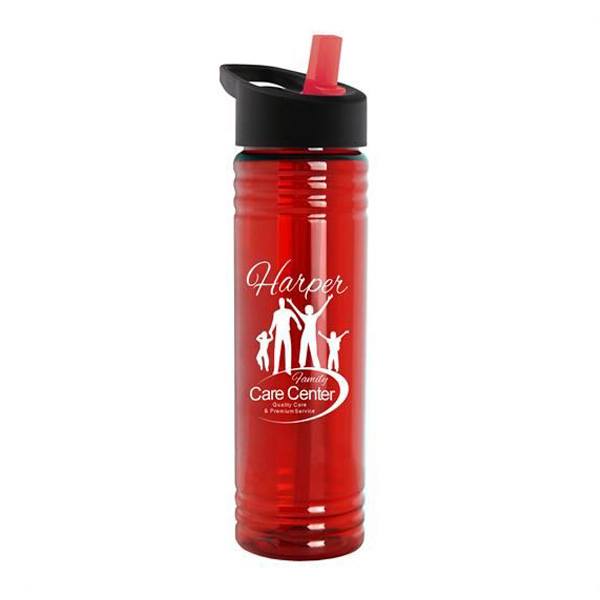 24 Oz. Slim Fit Water Bottles - Flip Straw Lid  Imprinted with Logo (Q332722)