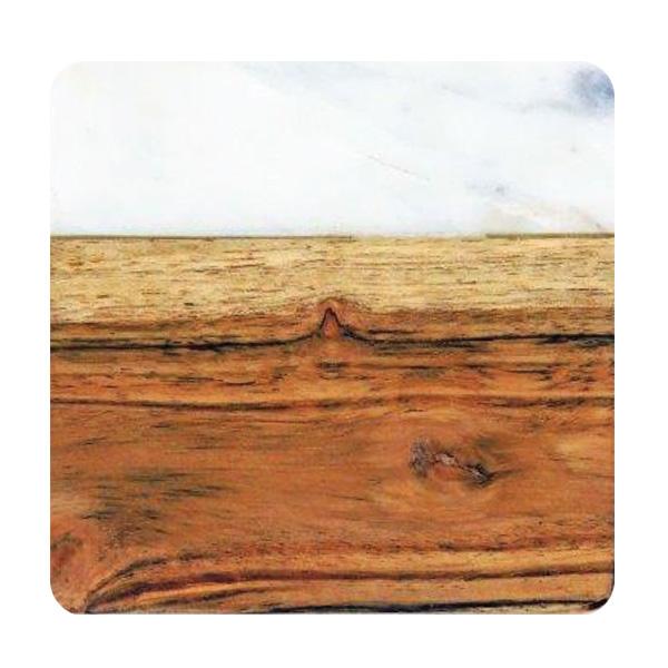2 Pc. Acacia Wood & Greek Marble Coaster Set (Q339622)