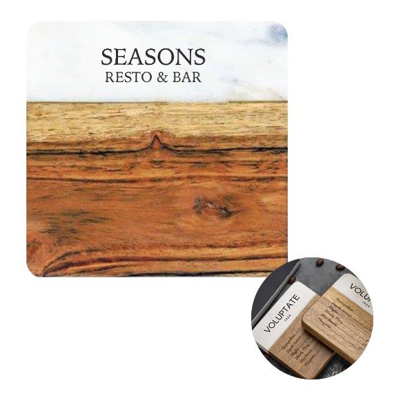 2 Pc. Acacia Wood & Greek Marble Coaster Set (Q339622)