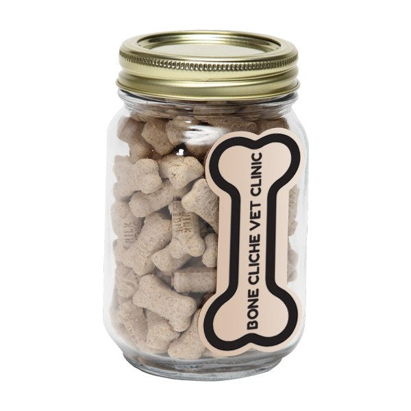 Mini Dog Bones in Pint Jar with Bone Magnet  Imprinted with Logo (Q339811)