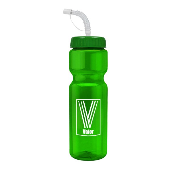 28 Oz. Champion Trans. Clr Bottle - Straw Lid  Imprinted with Logo (Q353722)