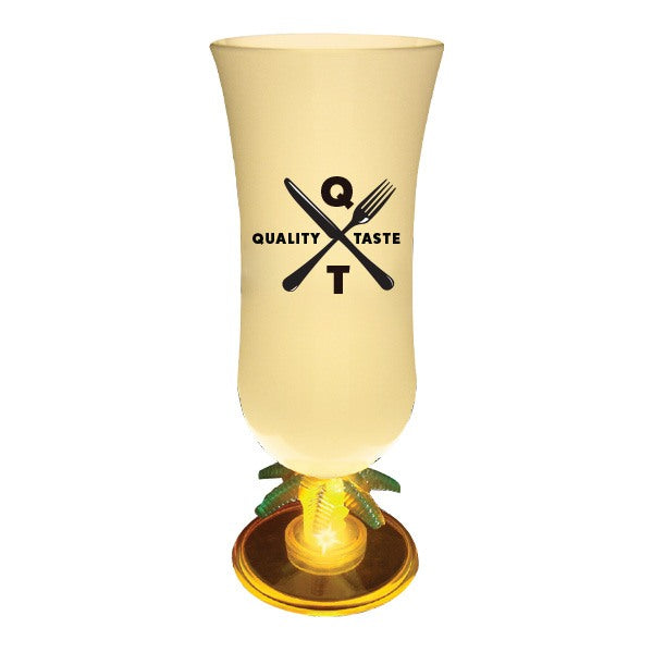 15 Oz. Lighted Palm Tree Stem Hurricane Glass  Imprinted with Logo (Q357211)
