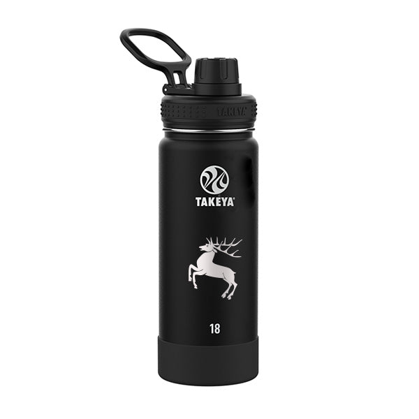 18 Oz. Takeya Actives Spout Lid Bottle - Onyx  Imprinted with Logo (Q361622)