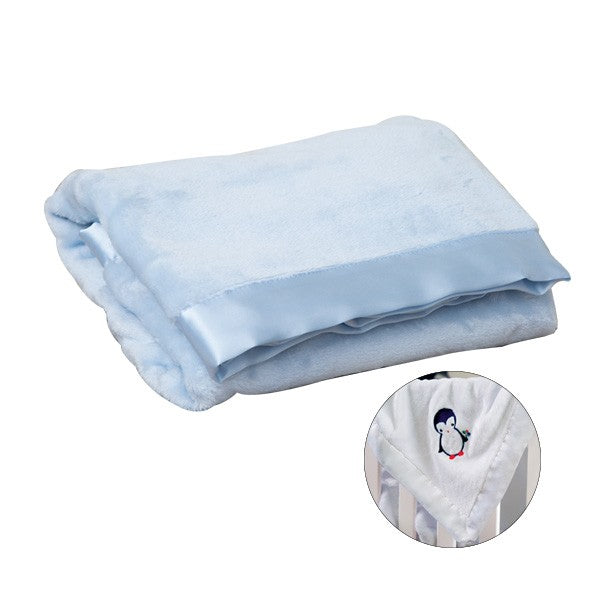 Terry Town KP1706 Satin Trim Tahoe Microfleece Baby Blanket - 40"x40", Ultra-Plush, White