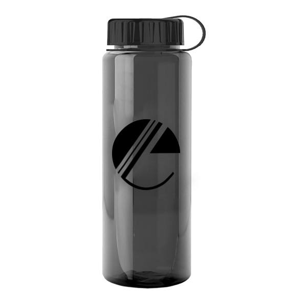 32 Oz. Guzzler Trans. Bottle -Tethered Lid  Imprinted with Logo (Q363722)