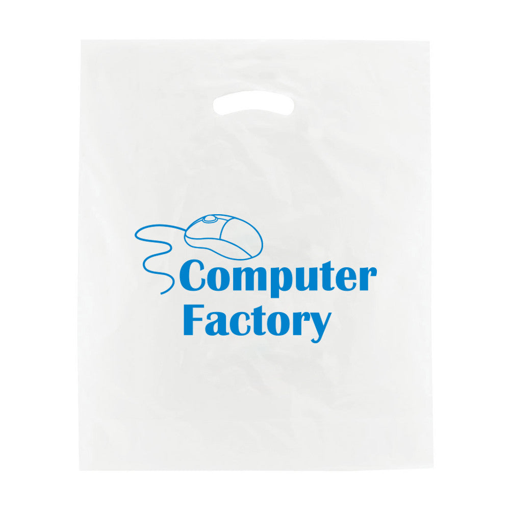 White Super Gloss Die Cut Bags  Imprinted with Logo (Q36584)