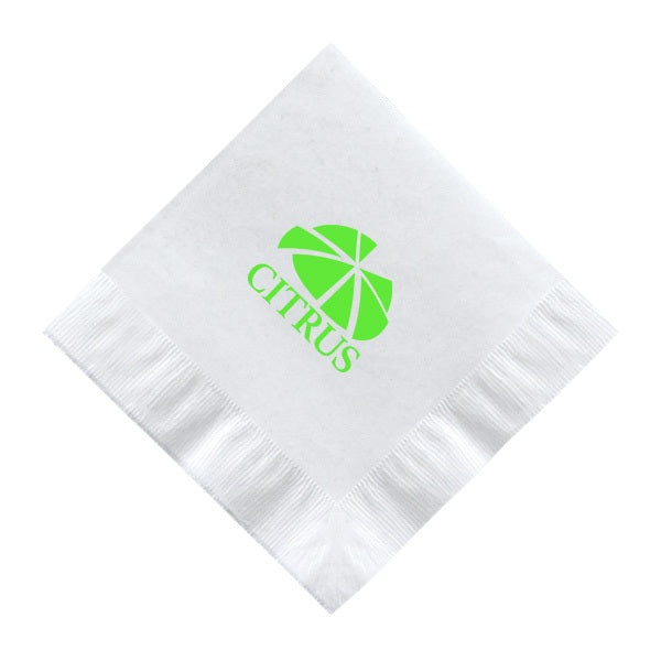 White Beverage Napkins - Full Color  Imprinted with Logo (Q377622)
