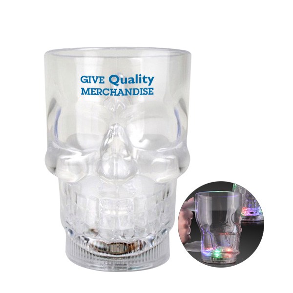 20 Oz. Flashing Led Big Skull Plastic Mugs  Imprinted with Logo (Q382811)
