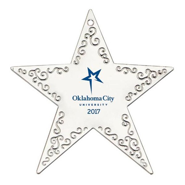 Silver Star Ornament  Imprinted with Logo (Q400211)