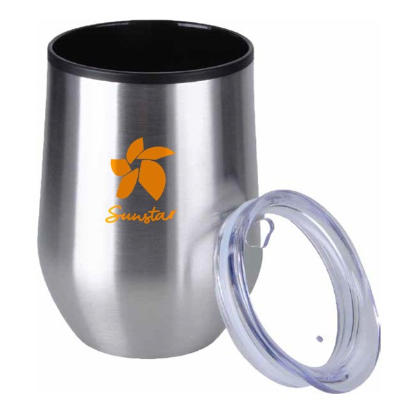 Jornikolor 12 Oz. Stainless Steel Wine Mug  Imprinted with Logo (Q410422)