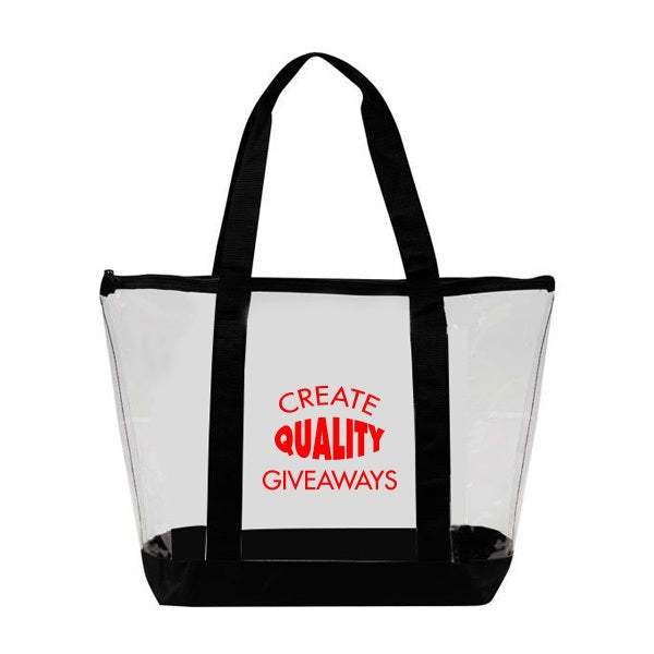 Clear Zipper Tote With Pocket  Imprinted with Logo (Q419111)