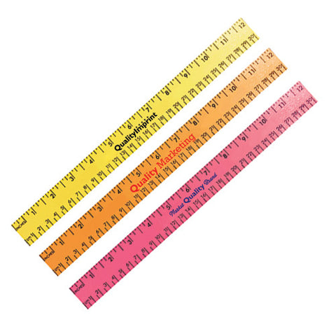 English & Metric Scale Fluorescent Wood Rulers (12 Inch) - Rulers with Logo  - Q427411 QI