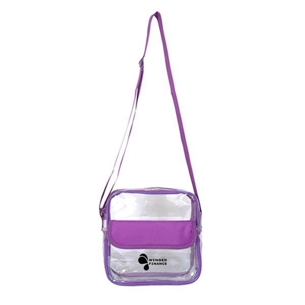 Clear Messenger Bag With Front Pocket  Imprinted with Logo (Q436422)