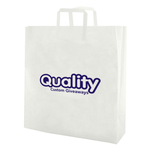 Clear Frosted Tri-Fold Handle Shopping Bags (10" x 5" x 13" x 5" ) (Q44455)