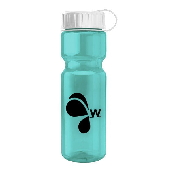 28 Oz. Champion Trans. Bottle - Tethered Lid  Imprinted with Logo (Q453722)