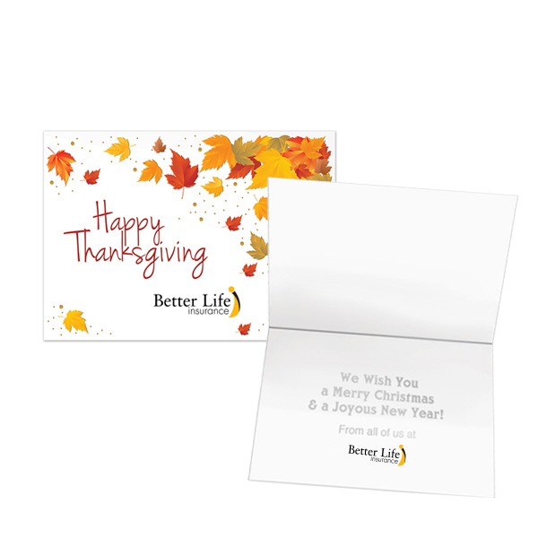 Bright Thanksgiving Leaves Holiday Cards  Imprinted with Logo (Q453911)