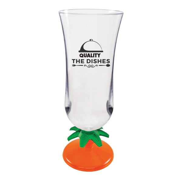 15 Oz. Palm Tree Stem Plastic Hurricane Glass  Imprinted with Logo (Q457211)